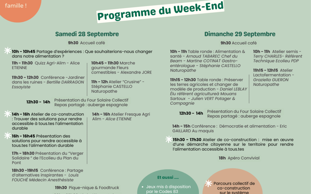 Programme du Week-end « Mieux Manger pour tous.tes »